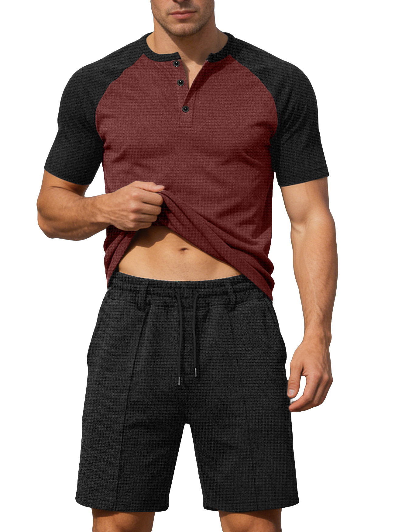 Mens Short-Sleeve T-Shirt And Shorts Two-Piece Set