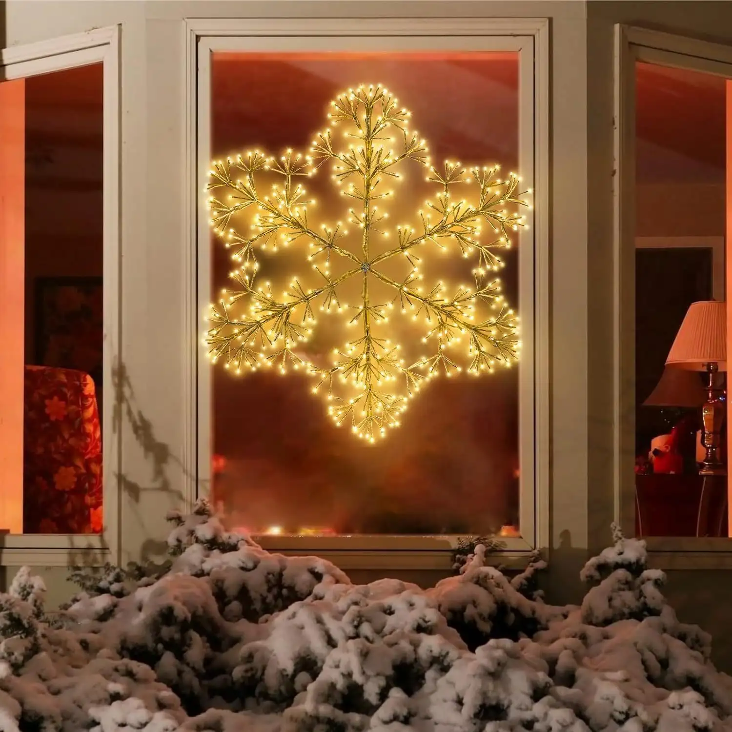 LED Christmas Snow Flake-shaped Light Warm White Decorative Light