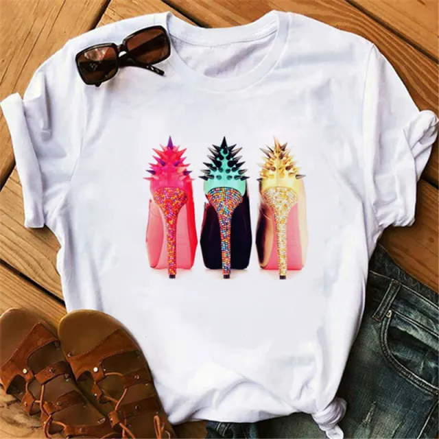 Women's High Heels Pattern Cute Loose Top T shirt 5312 - Shop at LoveMi