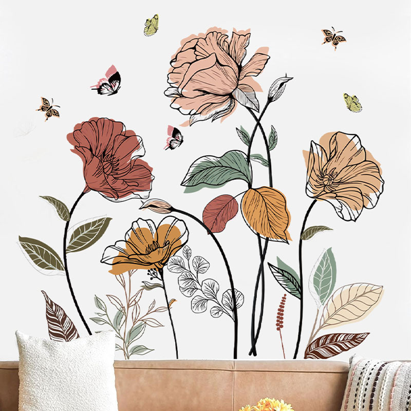 Title 4, Bohemian Flower Wall Sticker Wildflower Wall Ar...