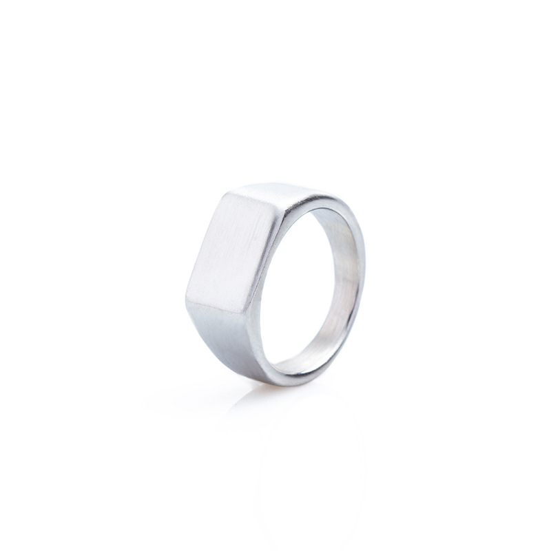 Men’s Square Signet Ring Titanium Steel Minimalist Design Sizes 7-13 - Picture 12 of 13
