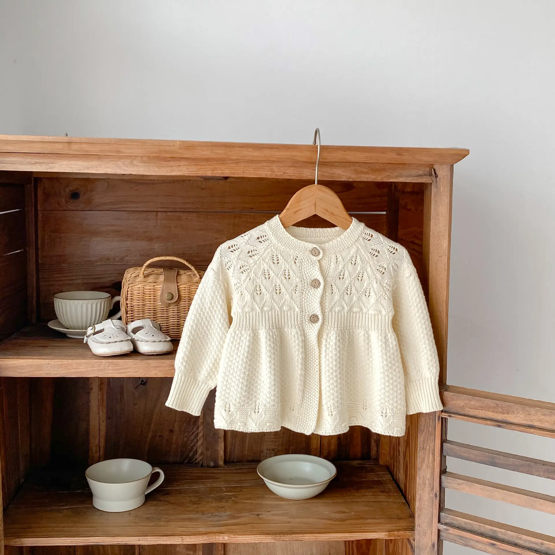 Infant Children's Sweater Hollow Knitted Cardigan