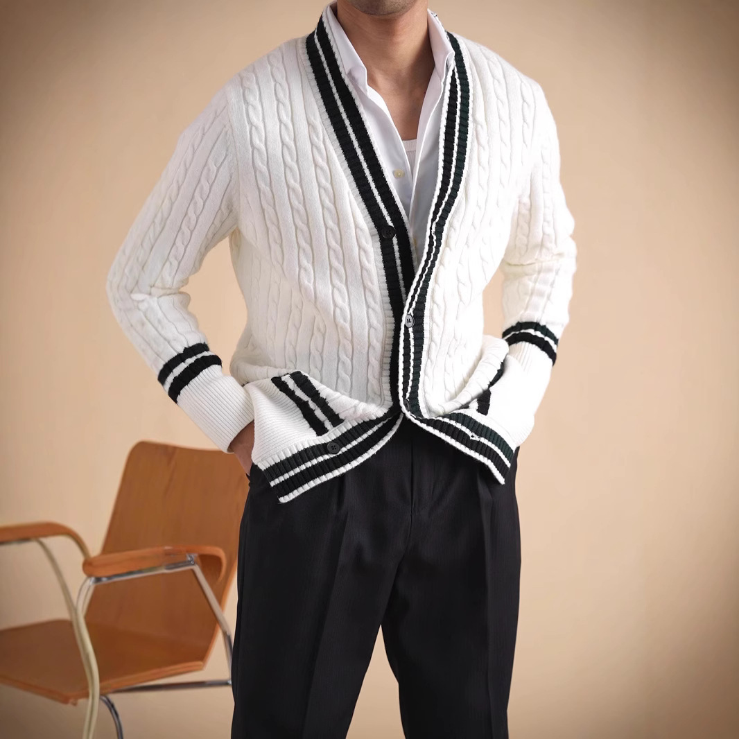 Twist Texture High Sense Men's Sweater Coat