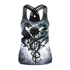 Women's Rose Skull Digital Printed Vest - Wb104 053 - View 1
