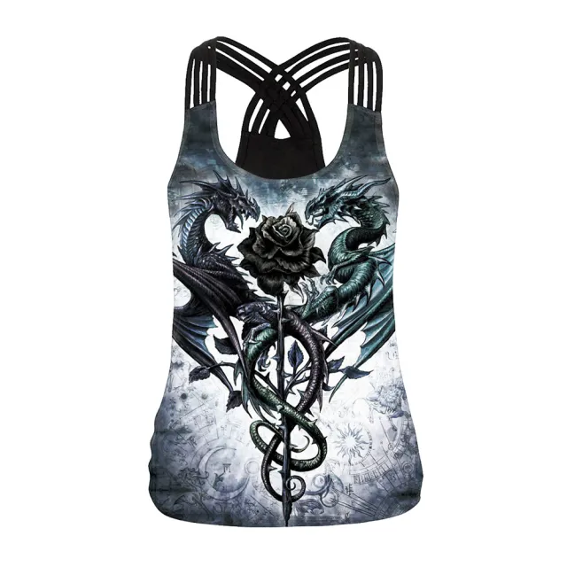 Women's Rose Skull Digital Printed Vest Wb104 053 - Shop at LoveMi