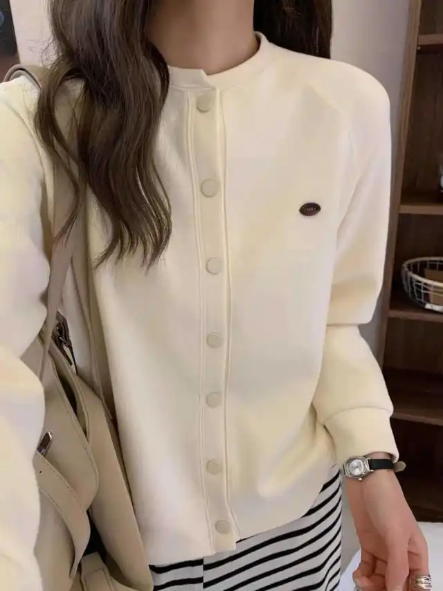 Simple Loose Small Baseball Jacket Beige - Shop at LoveMi