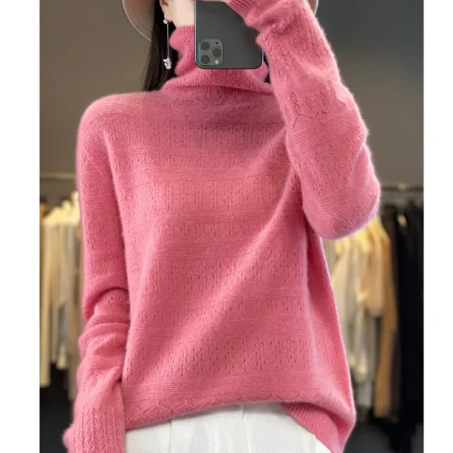 Pile Collar Front Line Ready made Garments 100 Woolen Sweater For Women Light Pink - Shop at LoveMi