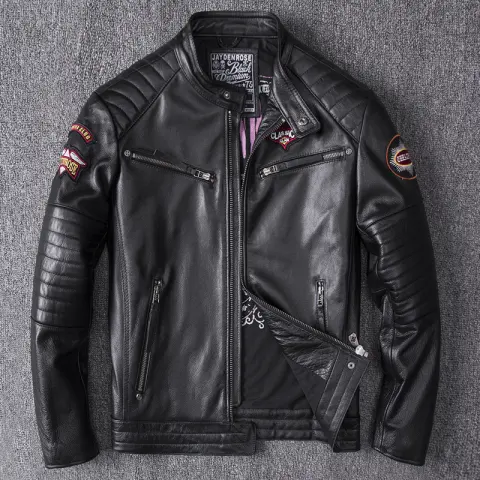 Men's Stand Collar Motorcycle Clothing Jacket Coat