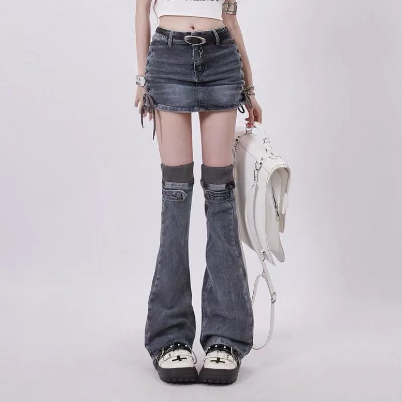American Retro Denim Skirt For Women - Blue
