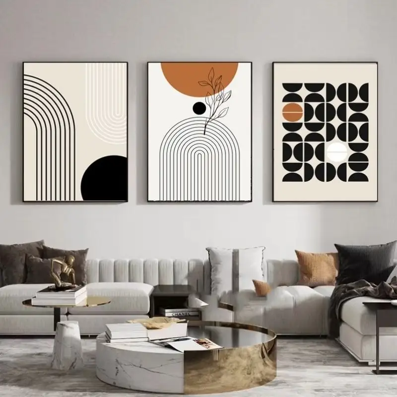 Modern Minimalist Living Room Morandi Abstract Sofa Background Wall