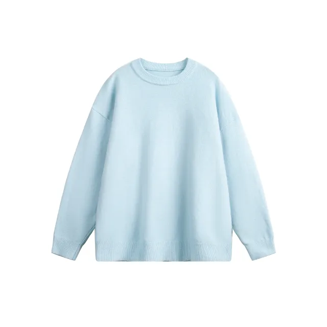 Autumn New Simple Loose Couple Sweater For Women Blue - Shop at LoveMi