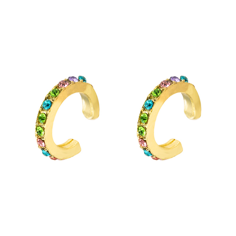 Simple C- Shaped Alloy Diamond Non-pierced Ears Ear Clip Hip Hop Style