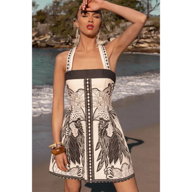 Short Dress With A Back Pleat And A Positioned Print Black - Shop at LoveMi
