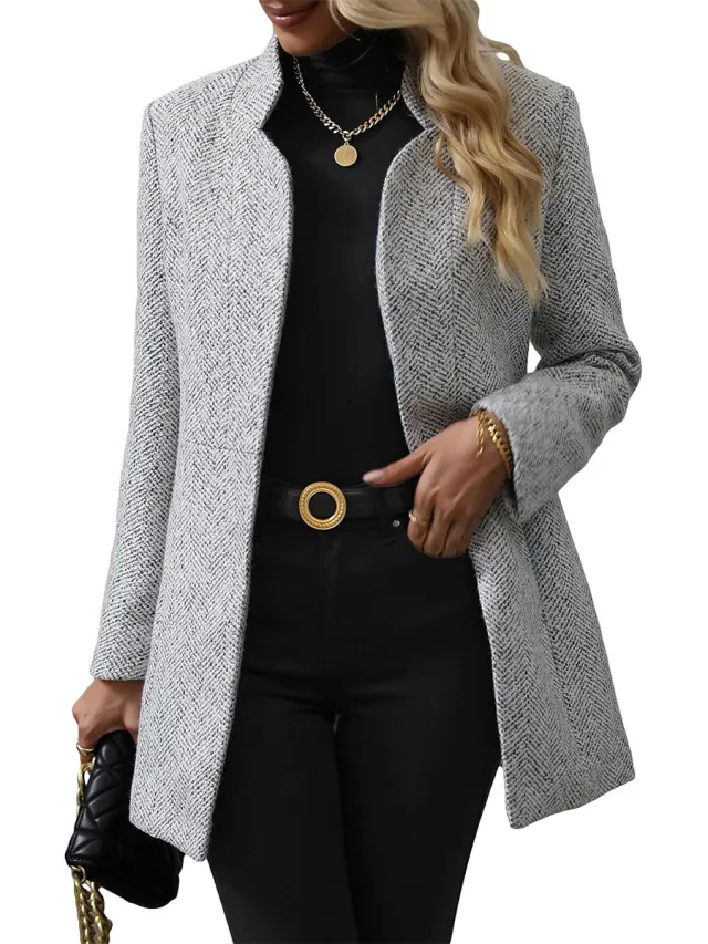 Lady Temperament Commute Slim Fit Coat Silver - Shop at LoveMi