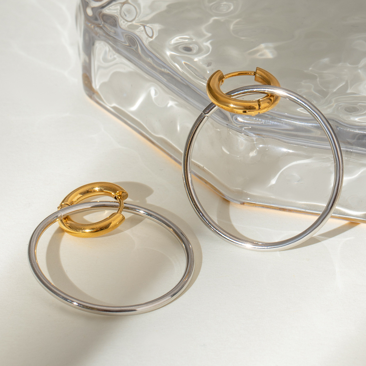 Stainless Steel Round Ring Earrings Advanced Sense