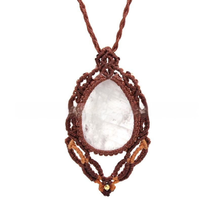 Natural Green Aventurine Water Drop Hand-woven Adjustable Pendant Necklace