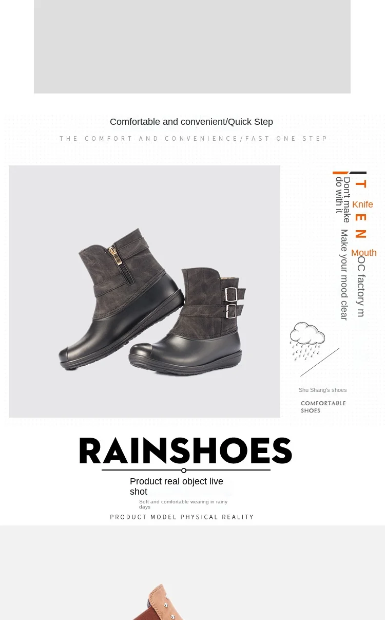 Title 5, Botas de chuva curtas de lã para mulheres, moda...