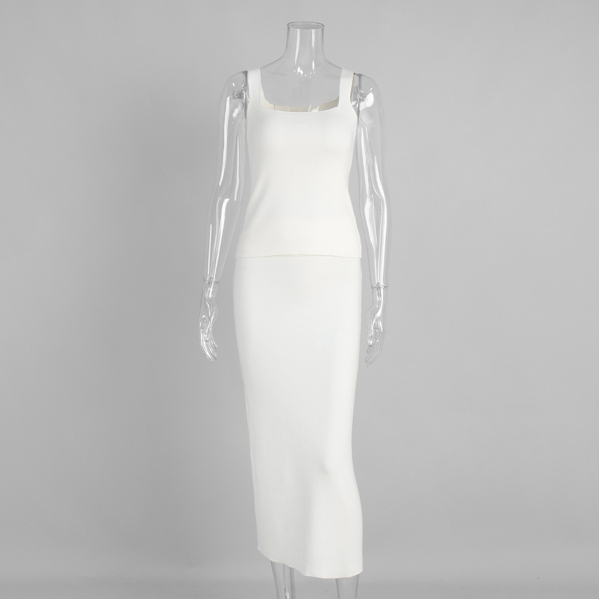 Three-piece knit cardigan, camisole and skirt set, product reference image 13