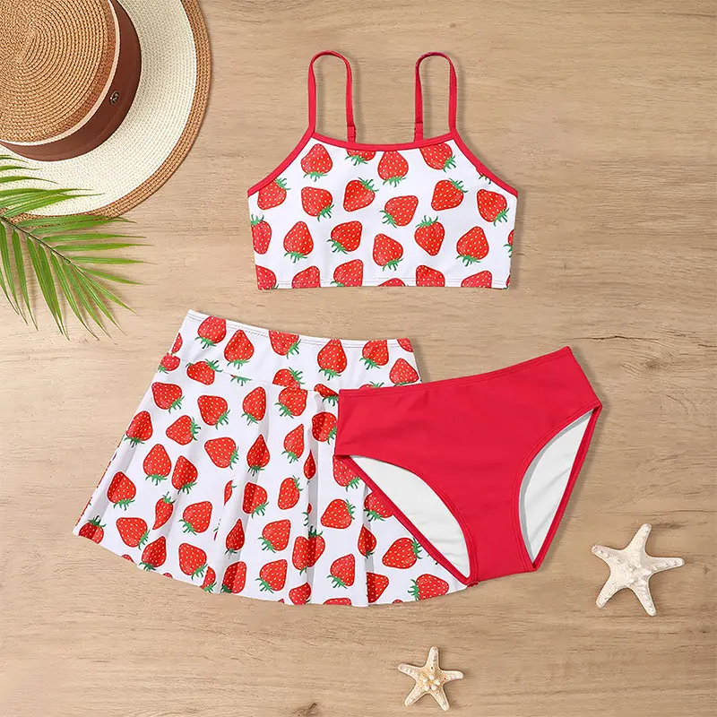 Children's Swimsuit Three-piece Girls' Skirt Middle