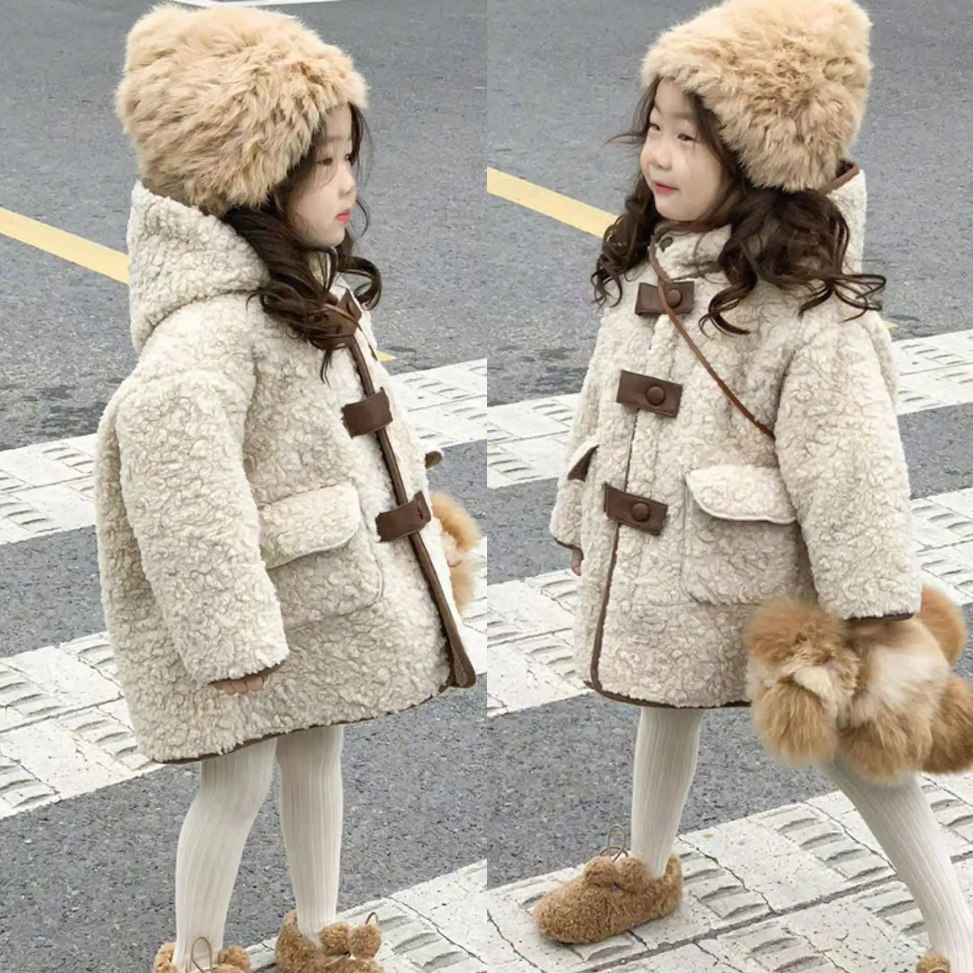 Western-style Trendy Fleece-lined Hooded Coat