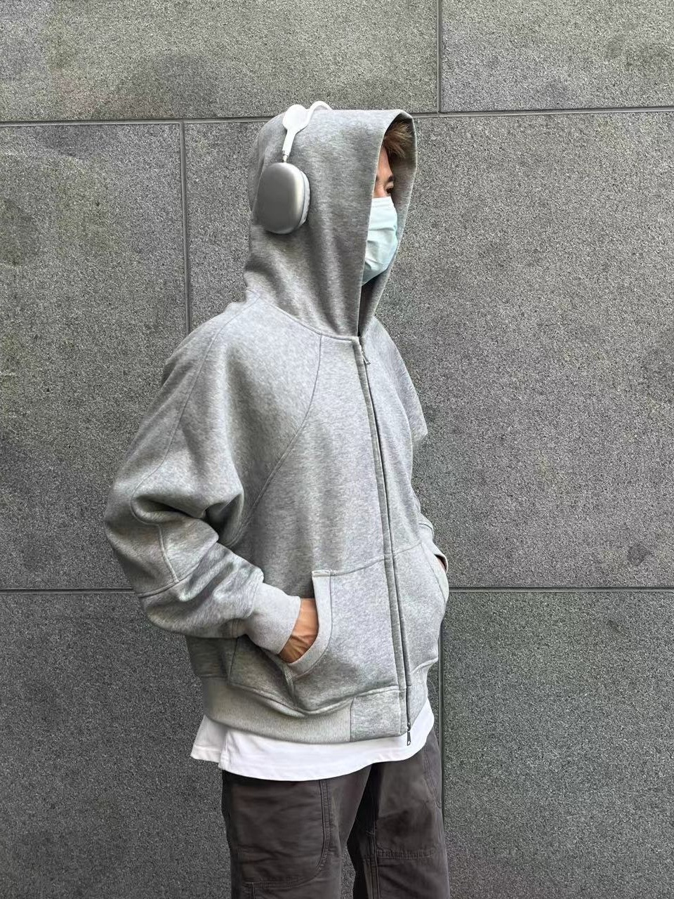 Title 16, Loose Basic Solid Color Hoodie Coat