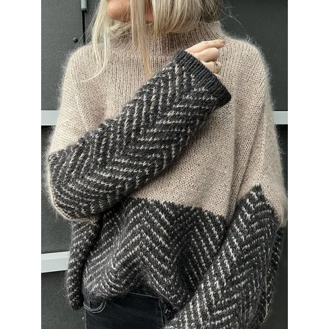 Printed Casual Turtleneck Bedford Cord Sweater Dy5809 - Shop at LoveMi