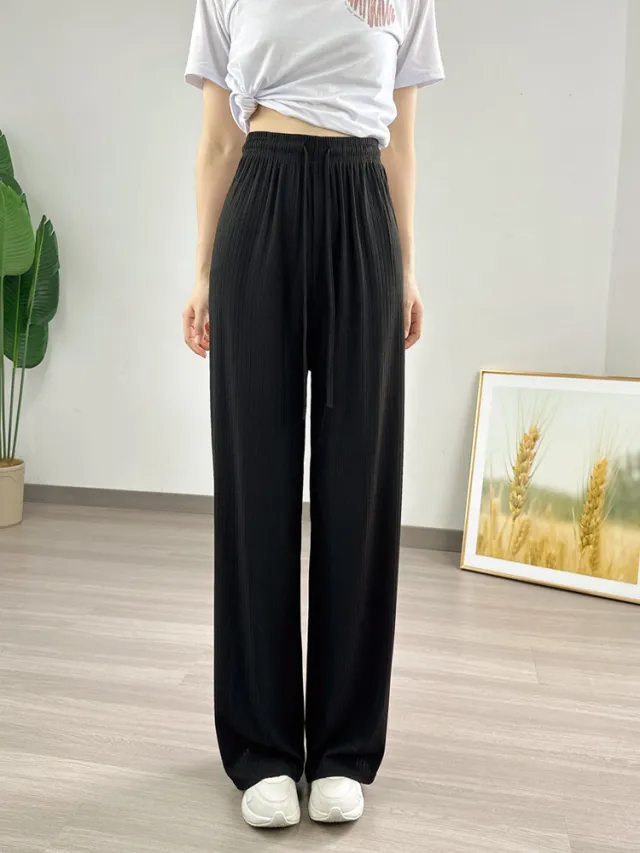Women's Jacquard Summer Pants Slimming And Casual Trousers Black - Shop at LoveMi