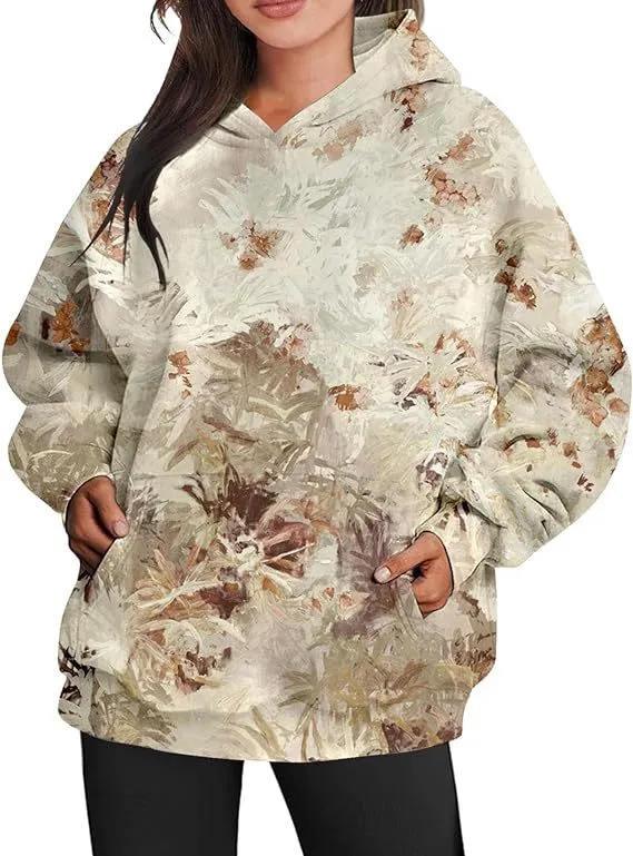 Women's Camouflage Hoodie Maple Leaf Print Oversized Sports Hoodie Color 3 Chrysanthemum Xxxl - Shop at LoveMi