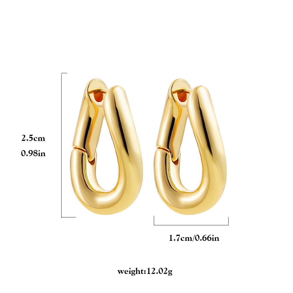 18K Gold Retro Minimalist Earrings Geometric Twist Circle Layered Light-Luxury Hoops
