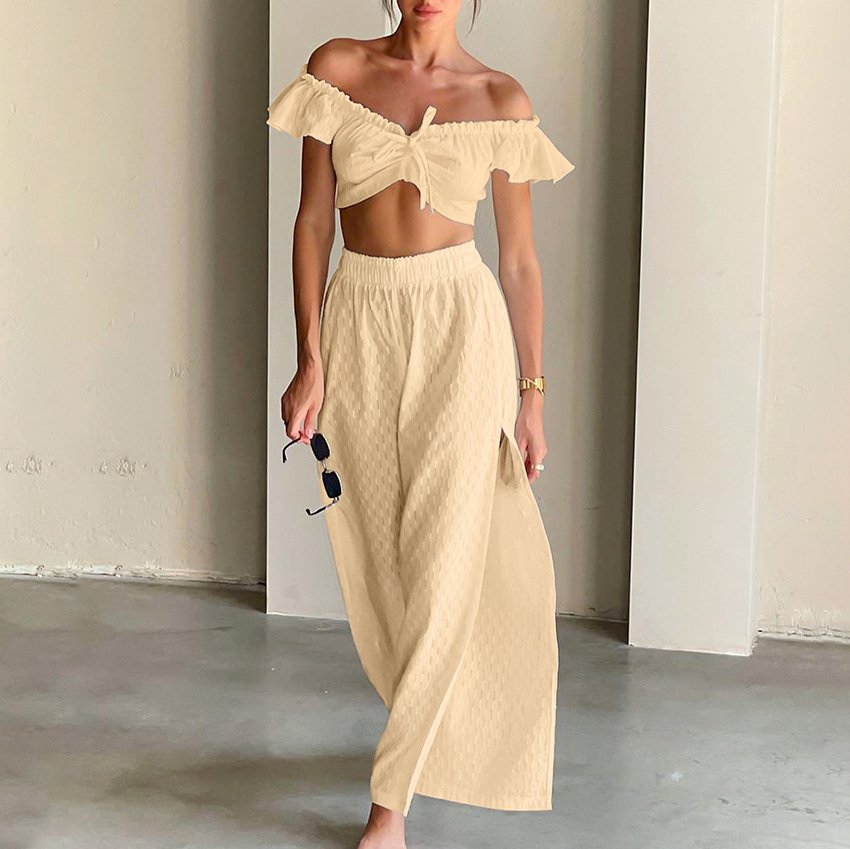 Women's Fashion Casual Cut-out Ruffled Jacquard Suit