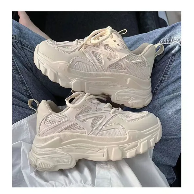 20 Women's Thick Bottom All matching Sports Elevator Shoes Beige - Shop at LoveMi