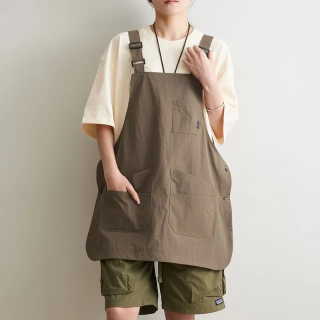 Women's Japanese style Washed Cotton Vest Apron Brown - Shop at LoveMi