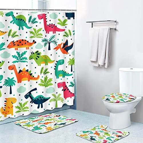 Decorative Artificial Plants Shower Curtain Textile Washable Tropicaldinosaur - Shop at LoveMi