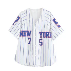 European And American Style Printed Baseball Uniform Jacket Striped Mid-waist Shorts - Top - View 1