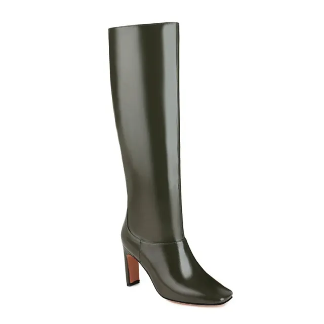 European And American Plus Size Boots Thick Heel Below The Knee Green - Shop at LoveMi
