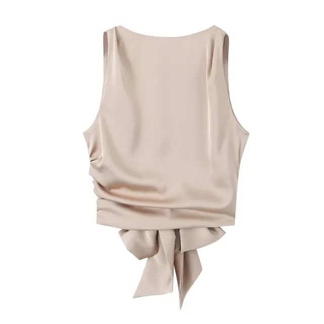 Women's Silk Satin Texture Backless Small Top Champagne Xs - Shop at LoveMi