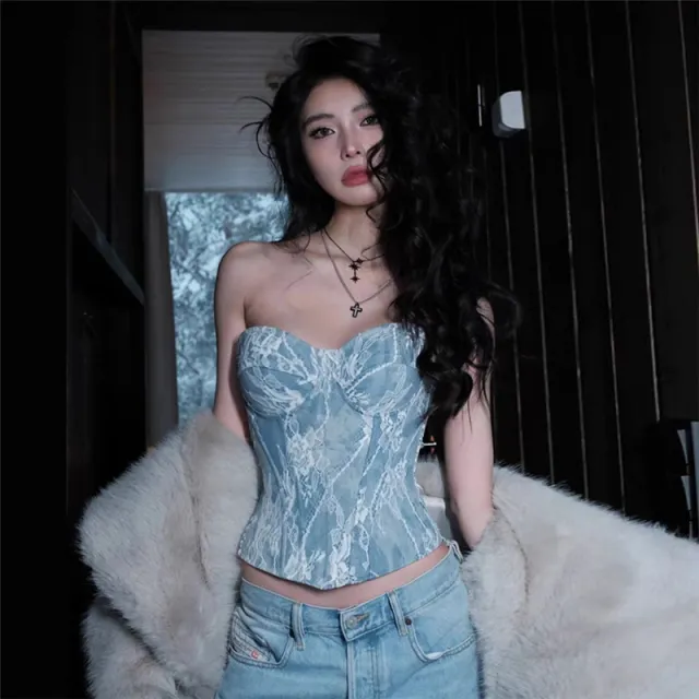 Street Fashion Sexy Tube Top Cropped Vest Blue - Shop at LoveMi
