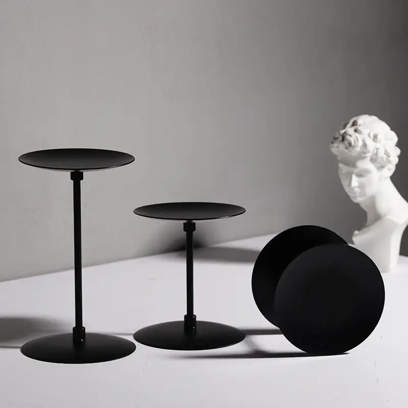 Wrought Iron Metal Black Candlestick