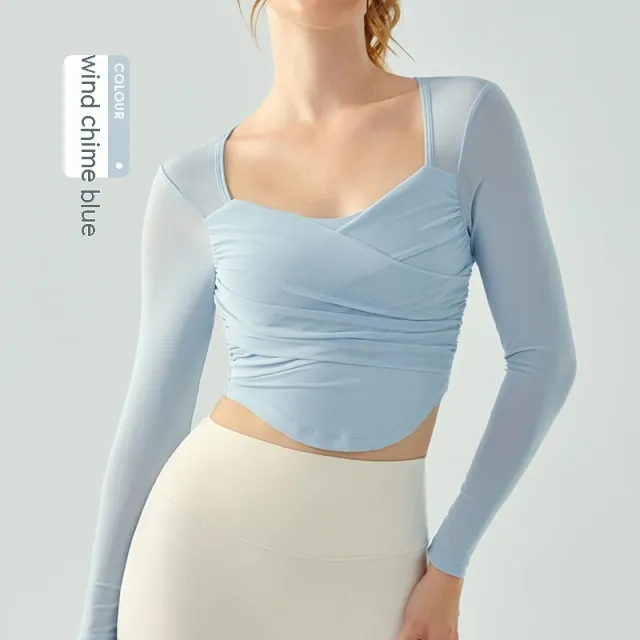 Quick drying Exercise T shirt Workout Top Wind Chime Blue - Shop at LoveMi
