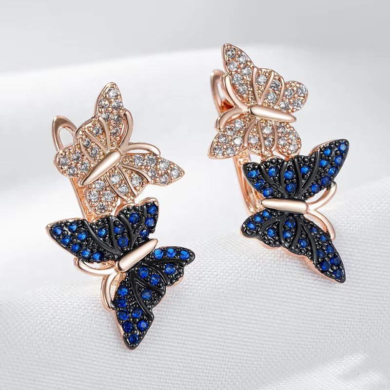 Butterfly Shadow Into Two Shiny Women's Earrings Classic All-match