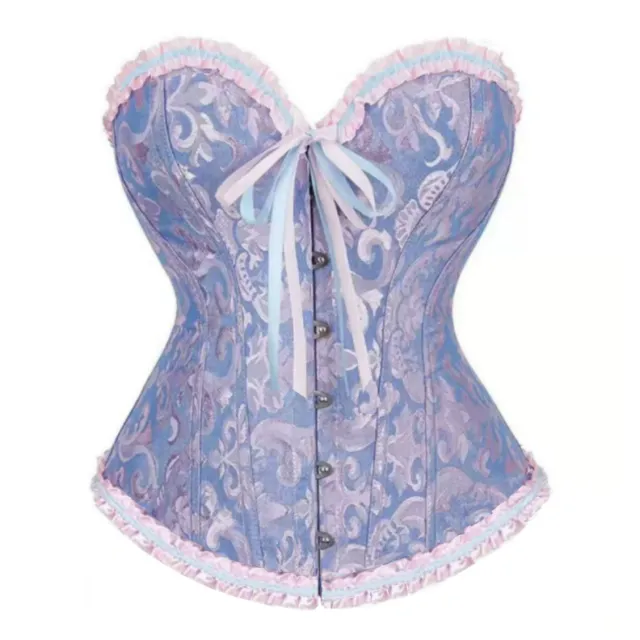 European And American Gathered Waist Court Corset Vest Blue - Shop at LoveMi