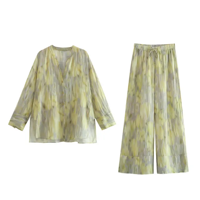 Printed Loose Cotton linen Shirt Printed Trousers Suit Pants And Top - Shop at LoveMi
