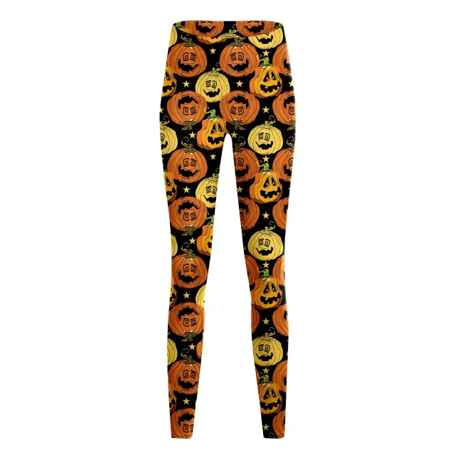 Women's Fashion Casual Halloween Pumpkin Print High Waist Yoga Slim Fit Fitness Pants Yjkxps153 L - Shop at LoveMi