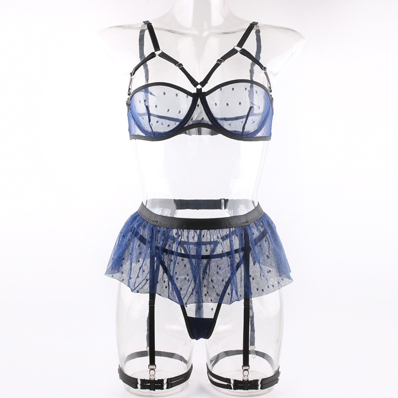 Summer New Arrival Polka-Dot Sheer Bra Sexy Womens Lingerie Set 5