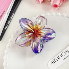 High Sense Plumeria Rubra Seaside Holiday Barrettes - 6 Colourful Lavender Purple - View 1