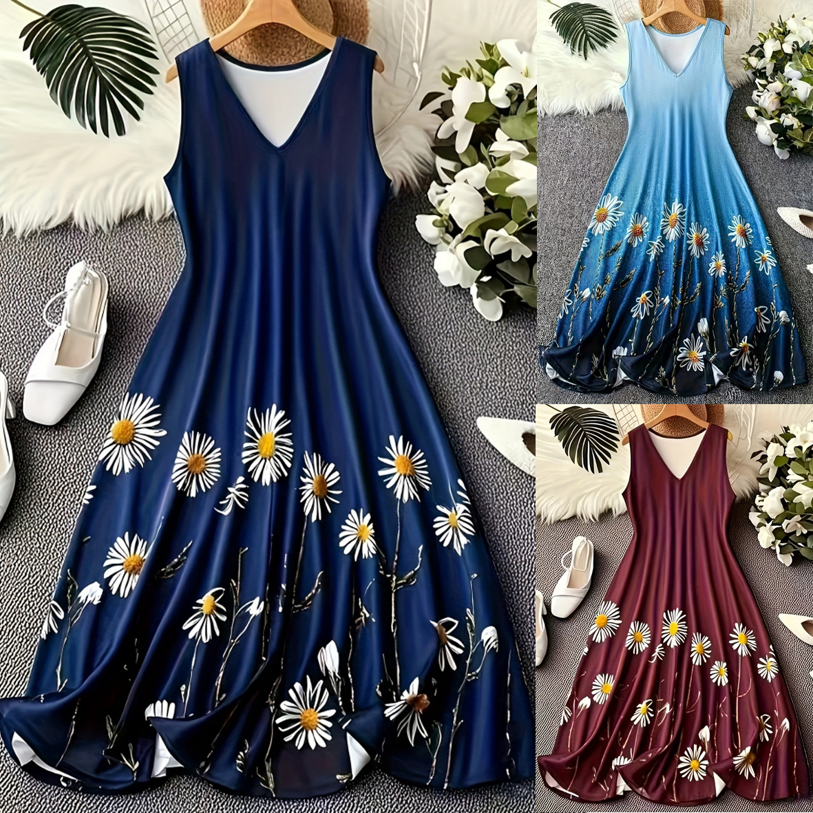 Fashion Printed Sleeveless Vest Dress