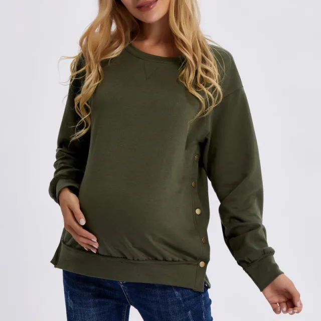 Autumn And Winter New Long Sleeve Maternity Clothing Loose Sweater Green - Shop at LoveMi