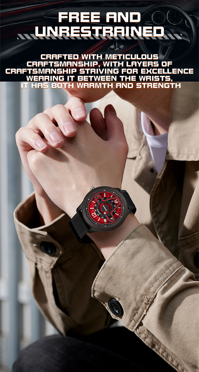 Sanda 9023 Creative Steering Wheel Quartz watch for Men