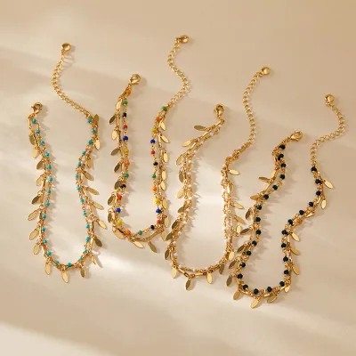 Beach Layered Retro Copper Plating 18K Real Gold Anklet
