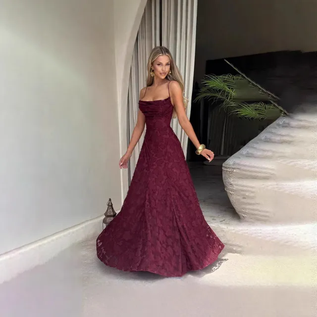 Women's Sling Chiffon Backless Dress Wine Red - Shop at LoveMi